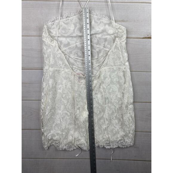VICTORIA'S SECRET Slip Dress Lingerie XXL White Lace Strappy Back Halter - Picture 10 of 12